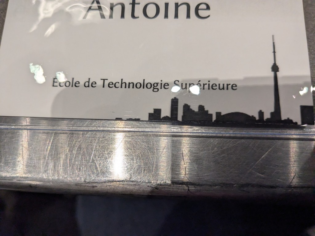 GraphQuon 2025 name badge — Antoine Boucher, École de technologie supérieure, Toronto skyline