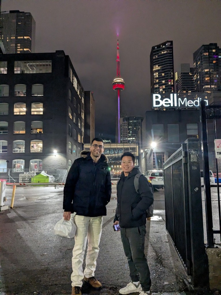 Downtown Toronto at night — CN Tower and Bell Media building